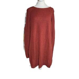 Anthropologie Moth Knit Split Tunic Sweater Dress Orange